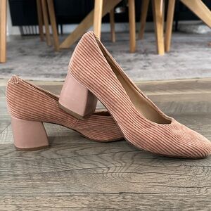 Anthropologie block corduroy heels